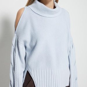 NWT Jonathan Simkhai Chloe cold shoulder cable sweater